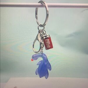 Blue Dolphin Keychain with Silver Accents